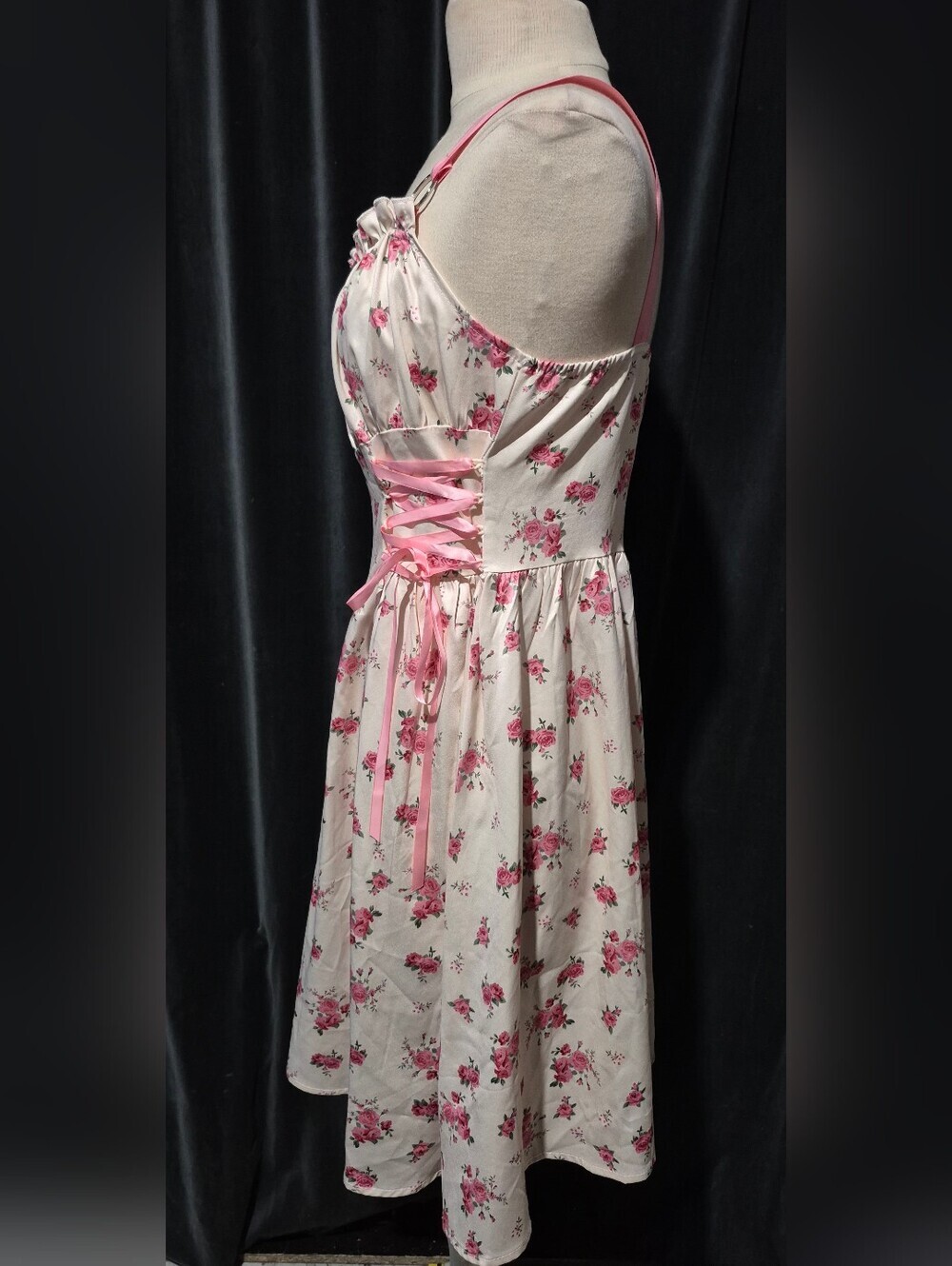 Pink Floral Tie-Back Dress - Picture 2 of 7